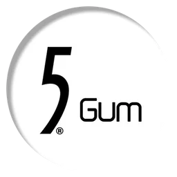 5 Gum logo, white icon version, on a transparent background