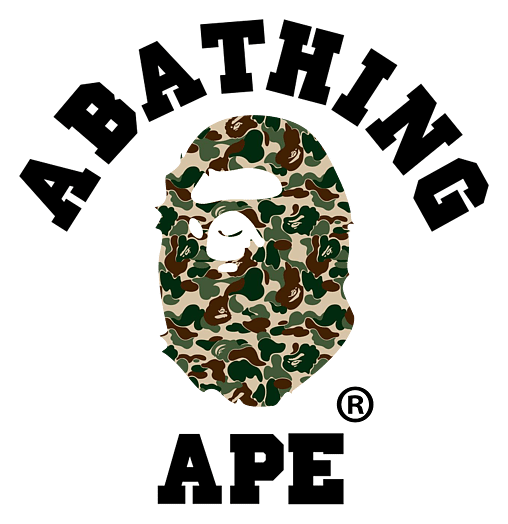A Bathing Ape Logo, Variante Icon schwarz, auf transparentem Hintergrund
