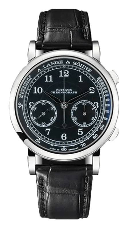 A Lange and Sohne logo, monochrome version, on a transparent background