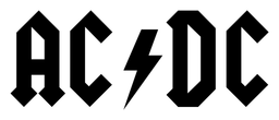 Acdc logo, black wordmark version, on a transparent background