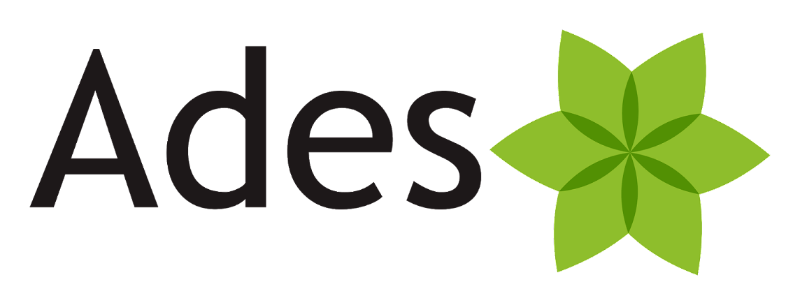 Ades logo on a transparent background