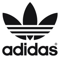 Adidas logo, black icon version, on a transparent background