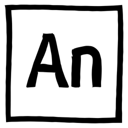 Adobe Animate logo, black icon version, on a transparent background
