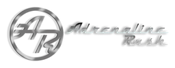 Adrenaline Rush logo, black wordmark version, on a transparent background