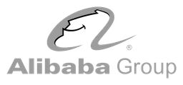 Alibaba logo, monochrome wordmark version, on a transparent background
