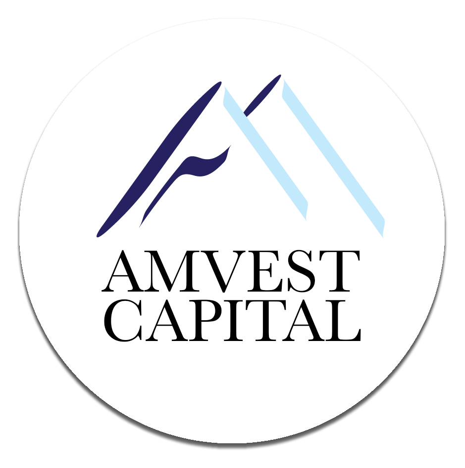Amvest logo, white icon version, on a transparent background