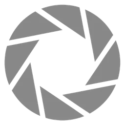 Aperture logo, monochrome icon version, on a transparent background