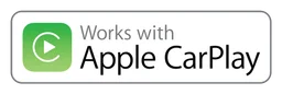 Apple Carplay logo, white wordmark version, on a transparent background