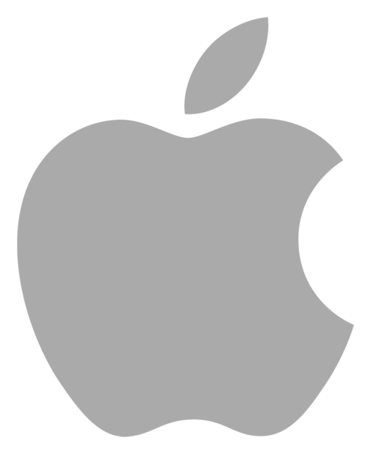 Apple logo, monochrome icon version, on a transparent background