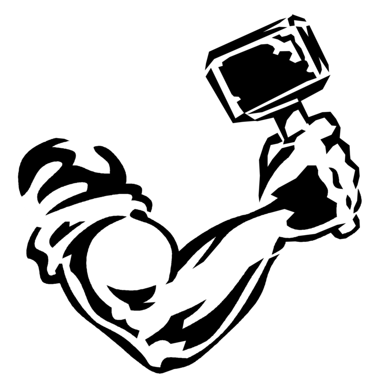 Arm and Hammer logo, monochrome icon version, on a transparent background