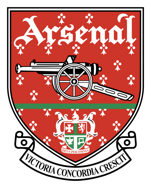 Arsenal logo, horizontal version, on a transparent background