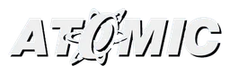Atomic logo, monochrome wordmark version, on a transparent background