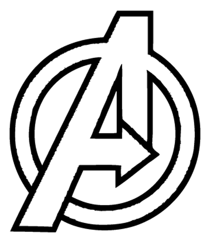 Avengers logo, black icon version, on a transparent background