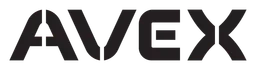 Avex logo, black wordmark version, on a transparent background