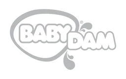Baby Dan logo, white version, on a transparent background