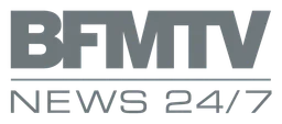 BFM TV logo, monochrome wordmark version, on a transparent background