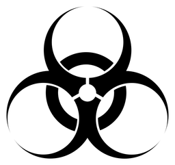 Biohazard logo, black icon version, on a transparent background