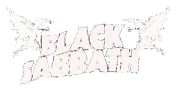 Black Sabbath logo, white version, on a transparent background