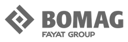 Bomag logo, monochrome wordmark version, on a transparent background