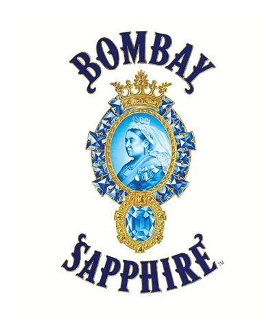 Bombay Sapphire logo, horizontal version, on a transparent background