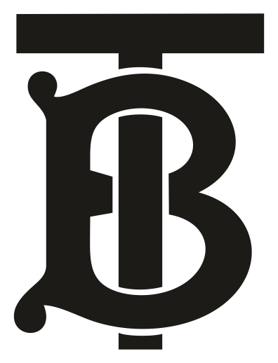 Burberry logo, black version, on a transparent background