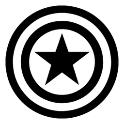 Captain America logo, black icon version, on a transparent background
