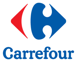 Carrefour logo, horizontal version, on a transparent background