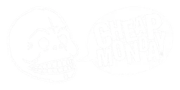 Cheap Monday logo, white version, on a transparent background