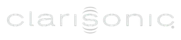 Clarisonic logo, white wordmark version, on a transparent background