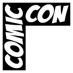 Comic Con logo, monochrome icon version, on a transparent background
