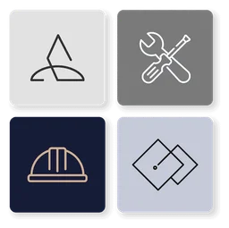 Construction logo, monochrome icon version, on a transparent background