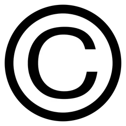 Copyright logo, monochrome icon version, on a transparent background