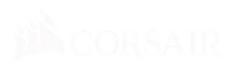 Logo de Corsair, versión logotipo blanco, sobre fondo transparente