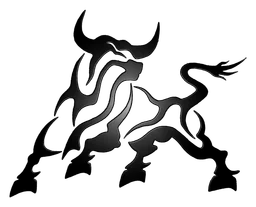 Crea Bulls logo, black version, on a transparent background