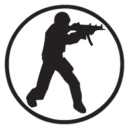 CS Go logo, monochrome icon version, on a transparent background