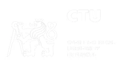 Czech Technical University logo, white version, on a transparent background