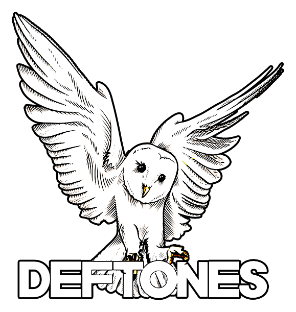 Deftones logo, monochrome icon version, on a transparent background