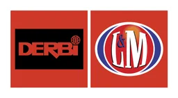 Derbi logo, horizontal version, on a transparent background