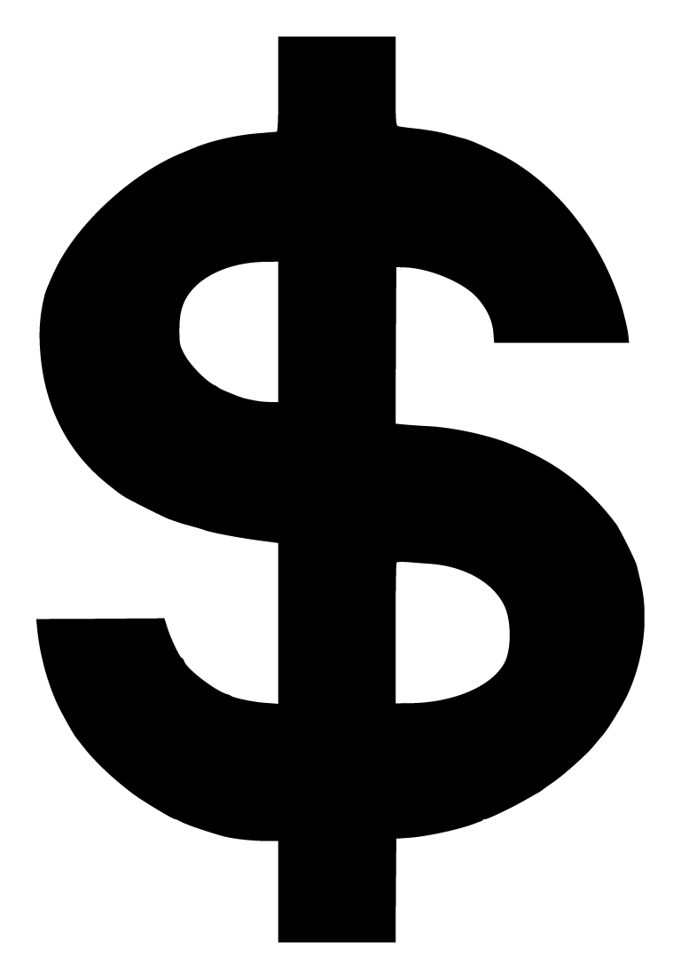 Dollar logo, black version, on a transparent background