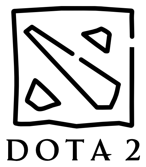 Dota 2 logo, black icon version, on a transparent background