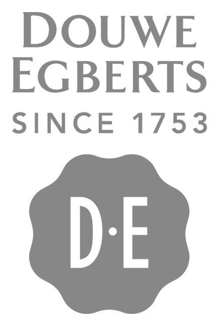 Douwe Egberts logo, monochrome version, on a transparent background
