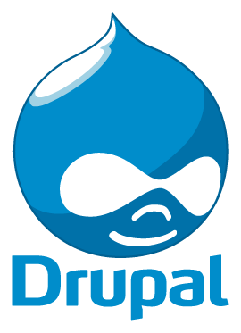 Drupal logo, horizontal version, on a transparent background