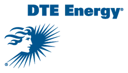 Dte Energy logo, horizontal version, on a transparent background
