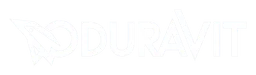 Duravit logo, white wordmark version, on a transparent background