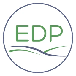 Edp logo, white icon version, on a transparent background