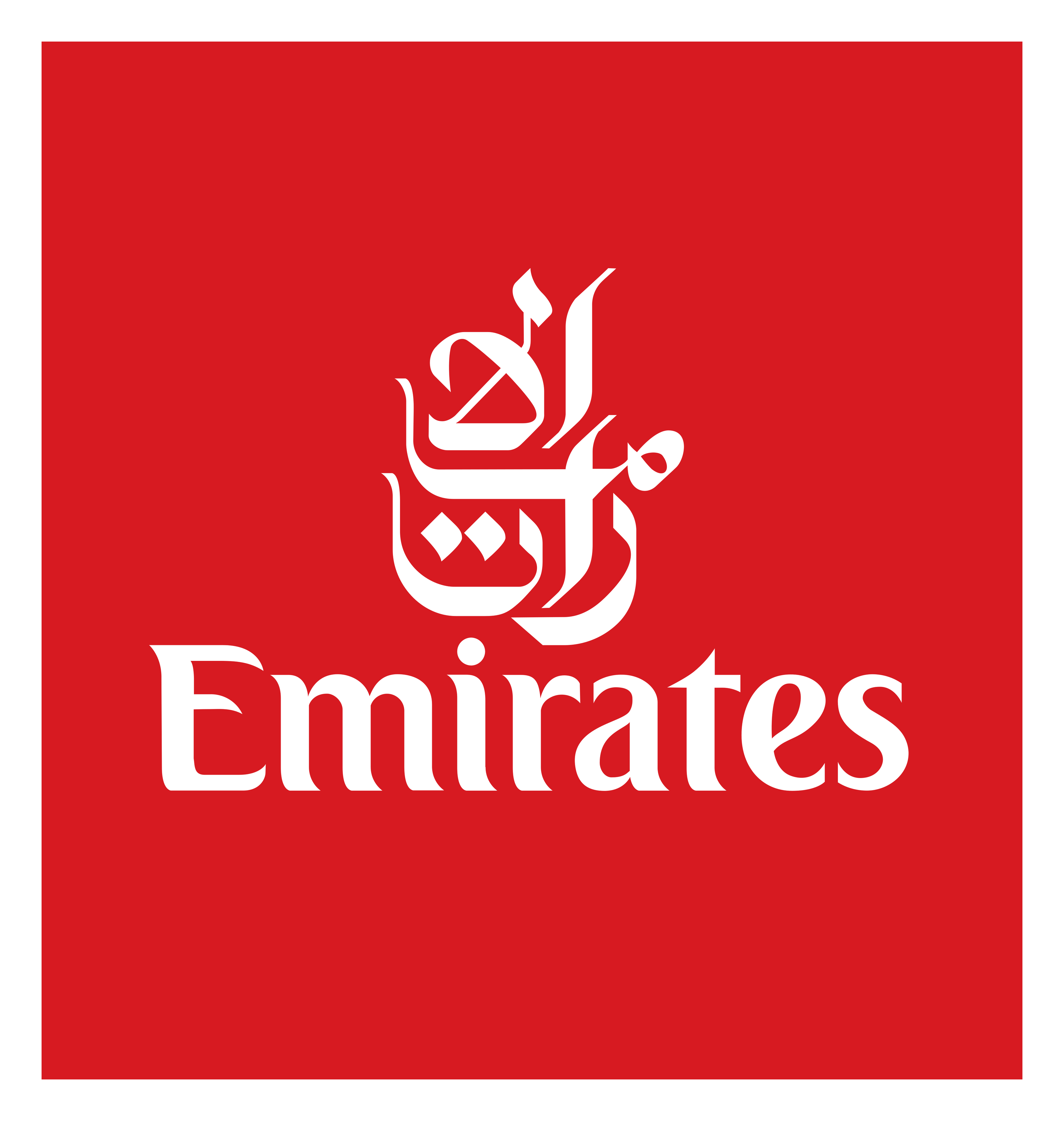 Emirates Airlines logo on a transparent background