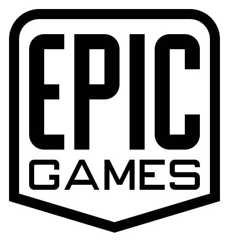 Epic Games logo, black icon version, on a transparent background