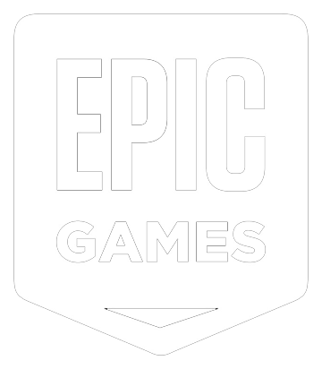 Epic Games logo, white icon version, on a transparent background