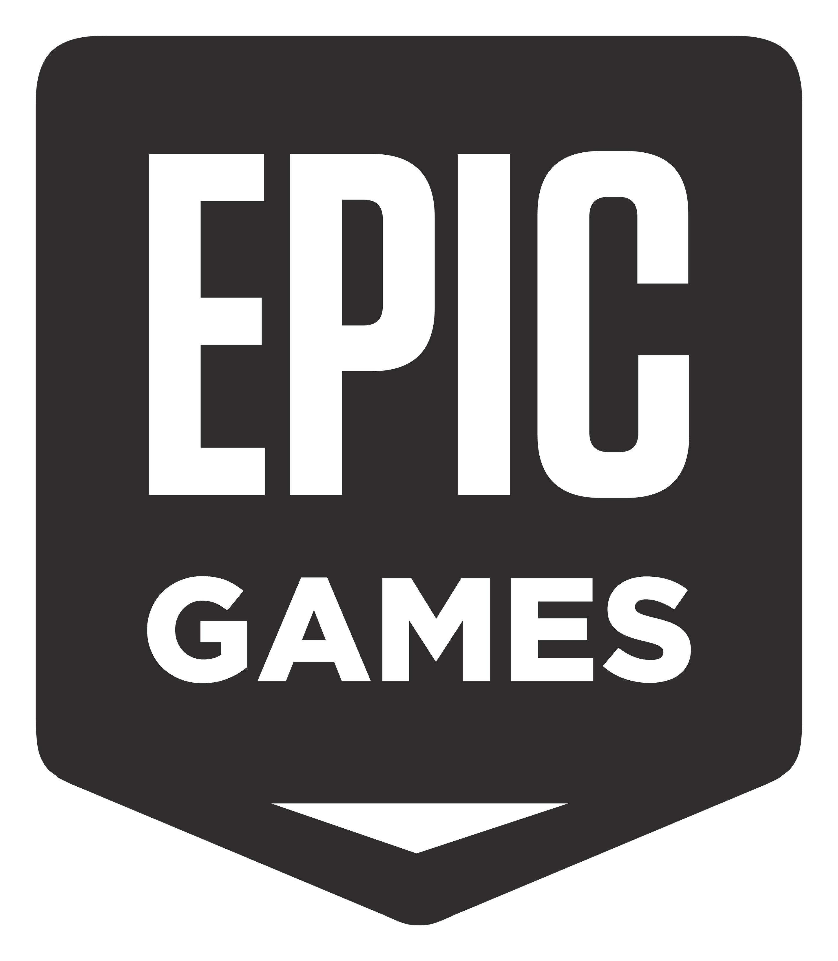 Epic Games logo on a transparent background