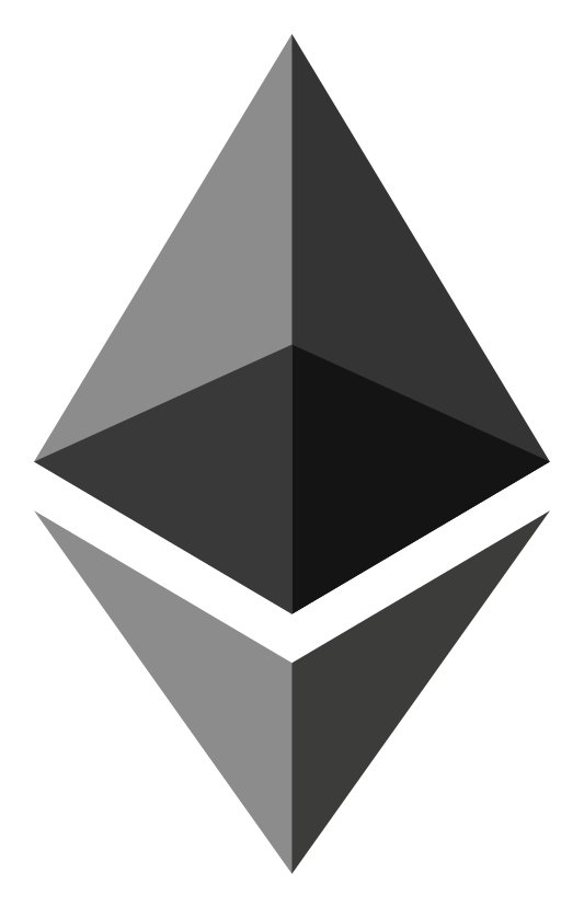 Ethereum logo, black version, on a transparent background